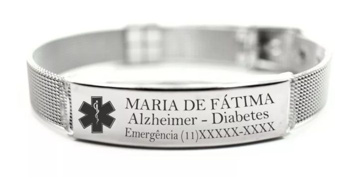 PULSEIRA IDENTIFICAÇÃO PRATA MALHA DE AÇO