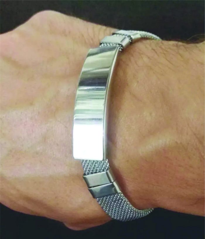 PULSEIRA IDENTIFICAÇÃO PRATA MALHA DE AÇO - Imagem 2